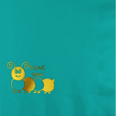 Turquoise Luncheon 3-Ply Beverage Napkins - Custom Foil Print