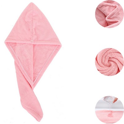 Microfiber Hair Towel Wrap w/Button Fast Drying