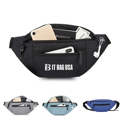 Large Crossbody Fanny Pack with 4-Zipper Pockets