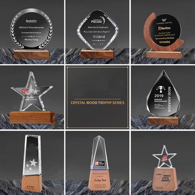 Custom Engraved Crystal and Wood Awards for Teachers Retirement Appreciation