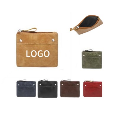 PU Leather Zipper Coin Bag