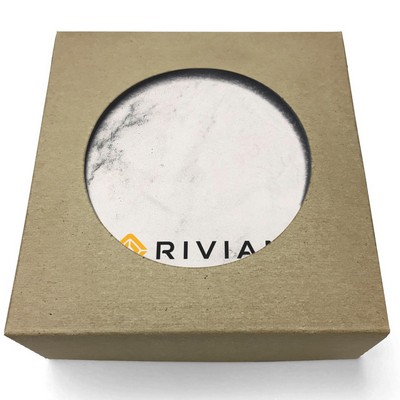 Absorbent Stone Coasters w/Upscale Digital Bkgnds | Round | 4" dia. | Gift Set of 4 | Kraft Box