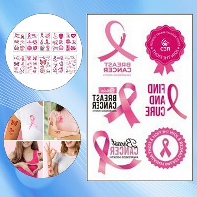 Temporary Tattoos with Pink Ribbon Motif