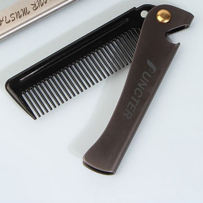 Stainless Steel Folding Comb Folding Beard Comb Dark Grey