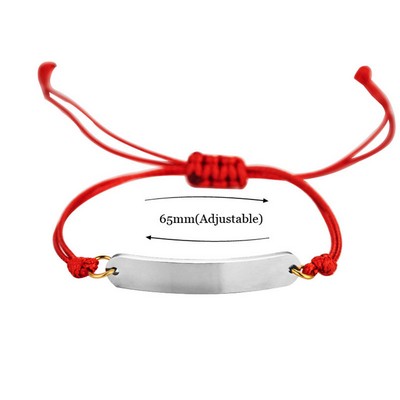 Stainless Steel Rectangular Laser Charm Stretchable Adjustable Bracelet