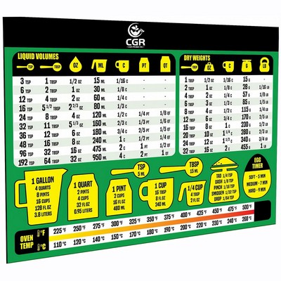 5.9" X 7.87" Kitchen Conversion Chart Magnet Measurement Cheat Sheet for Cooking Baking