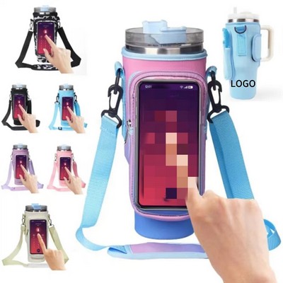 Waterproof Bottle Pouch with Phone Pocket for 40 oz Tumbler