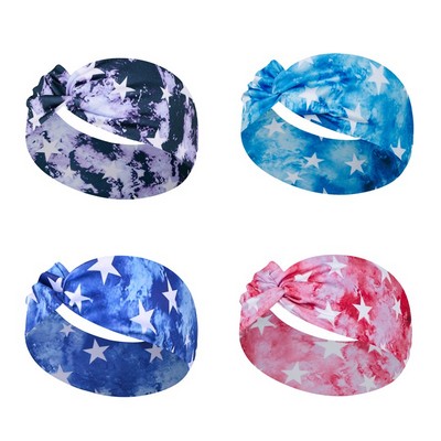 American Independence Day Knotted Sweat Wicking Sports Headband