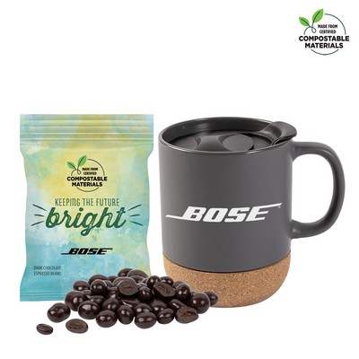 Cork Bottom Mug w/ Compostable Bag of Dark Chocolate Espresso Beans