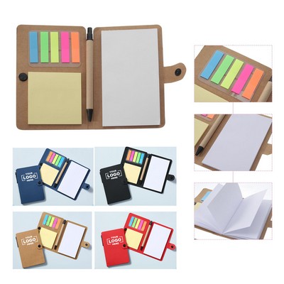 Eco-friendly Kraft Paper Sticky Notebook Set With Pen