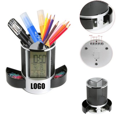 Digital Clock With Pen Holder