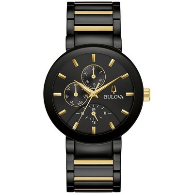 Bulova® Men's Modern Futuro Stainless Steel Bracelet Watch w/Black Dial