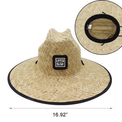 Straw Hat w/Various Patch