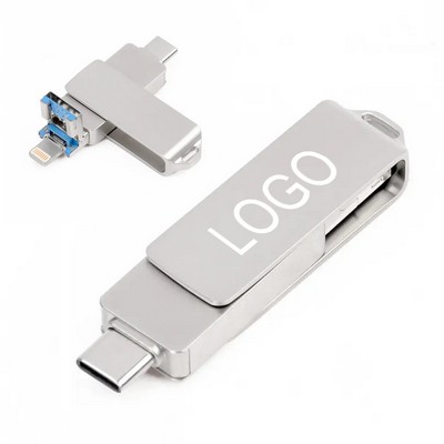 4 in 1 Metal Swivel USB Drive For Smart Phone OTG