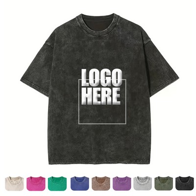 Custom Unisex Washed Cotton Crew Neck T-Shirt Sleeve Tees