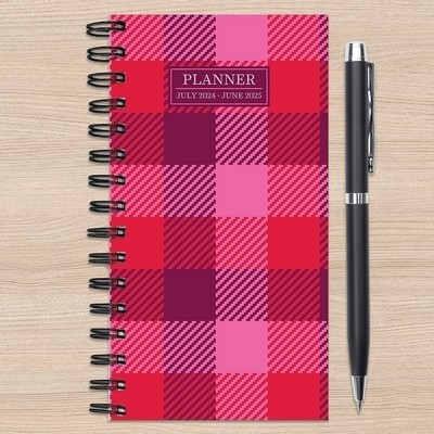 2025 Pink Plaid Small Weekly Monthly Planner