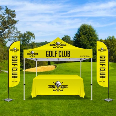 10'x10' PROMOTIONAL CANOPY 11' FEATHER FLAG, 6FT TABLE THROW