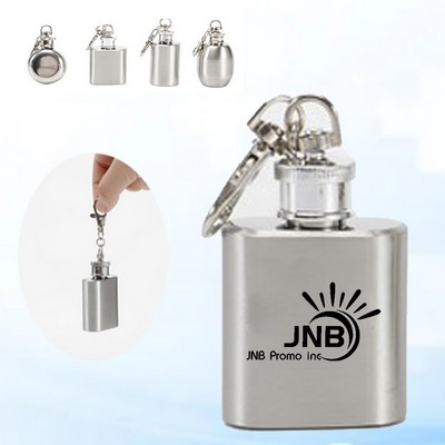 Compact Stainless Steel Keychain Flask - 1 Ounce