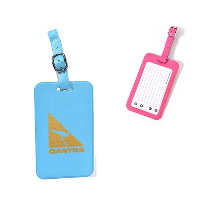 Waterproof Leatherette Travel Luggage Tags w/Airtag Buckle Strap