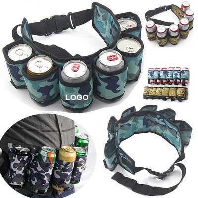 6-Pack 600D Oxford Fabric Adjustable Beer Can Belt Bag