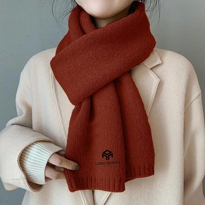 Solid Color Wool Knitted Scarf