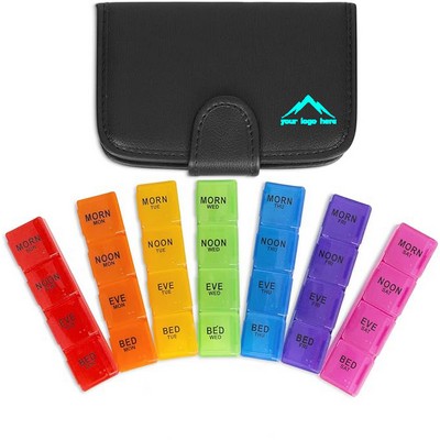 Premium Weekly Pill Organizer Leather Case (In Stock)