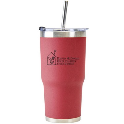 20 Oz. Stainless Double Wall Vacuum Insulated Travel Mug powder coated, burgundy