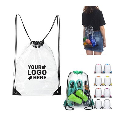 Waterproof Clear PVC Drawstring Bags For Sports