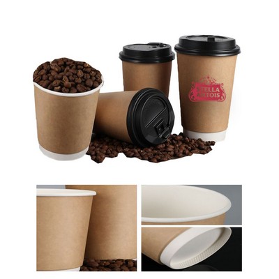 8 Oz. Disposable Coffee Paper Cups w/Lids