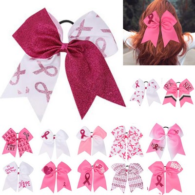 Custom Breast Cancer Awareness Cheerleader Bow Large Hair Bow