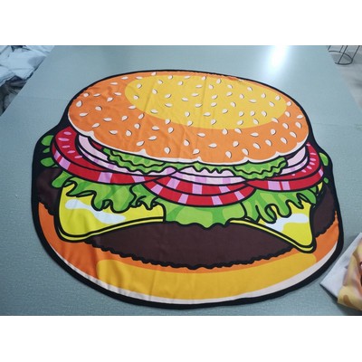 63 x 63 inch Hamburger Shaped Quick Dry Microfiber Beach Towels - One Side Printing