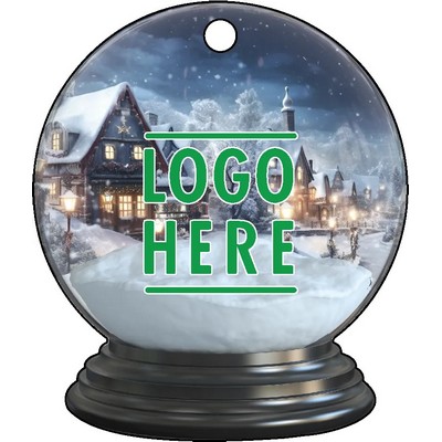 Full Color Acrylic Ornaments - Snow Globe w/ Snow/Buildings