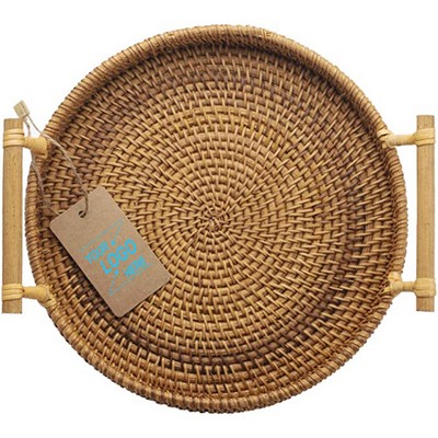 11 Inch Round Woven Rattan Serving Tray