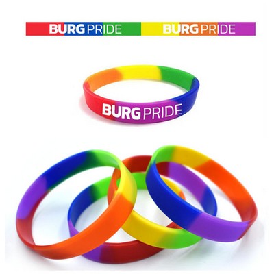 Custom Rainbow Pride Silicone Wristbands Screen Print