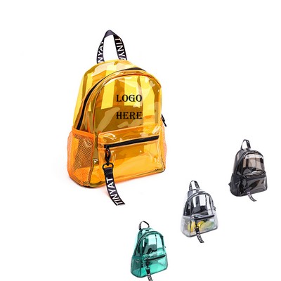 Heavy Duty Transparent Clear Backpack With Mesh Pockets