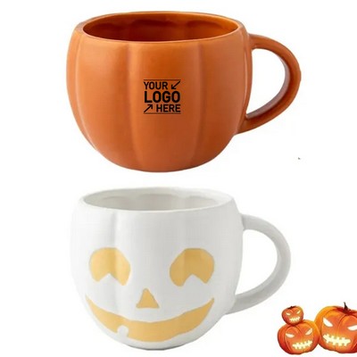 12oz Pumpkin-Shaped Halloween Ceramic Mug Perfect for Fall Sips