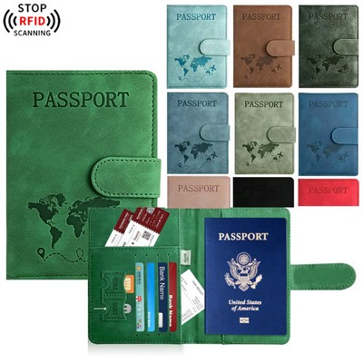 RFID Blocking Leather Travel Wallet Passport Holder