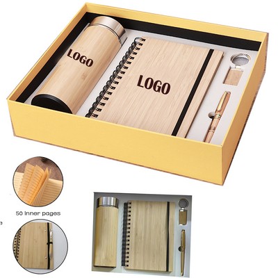 Bamboo Eco-Friendly Gift Set: Tumbler, Notebook, Pen, Keychain