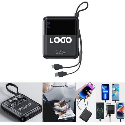 22.5w 10000mAh Portable Charger with Built-in Cable