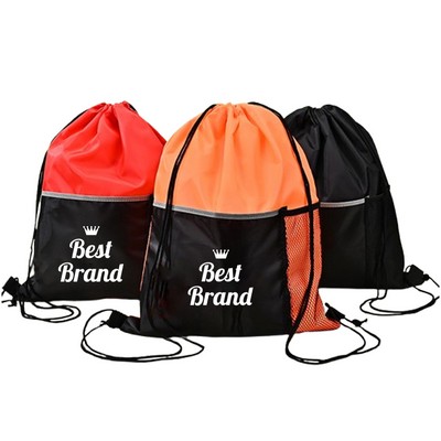 Drawstring Polyester Backpack Bottle Sports Bag