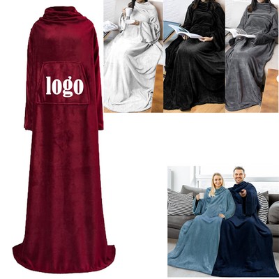 Fleece Blanket With Sleeves