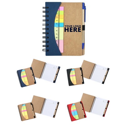 Stationery Kit with Notebook, Sticky Notes, Ruler, and Pen