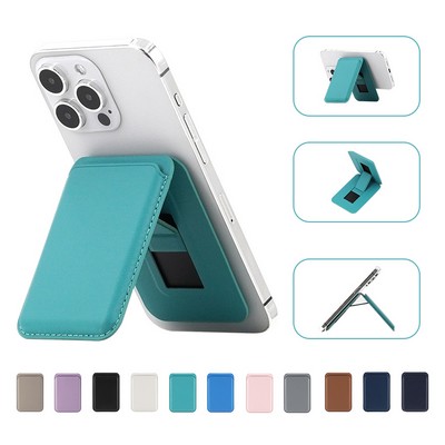 Magnetic Phone Stand with Card Holder And Foldable Money Clip Made of Synthetic leather