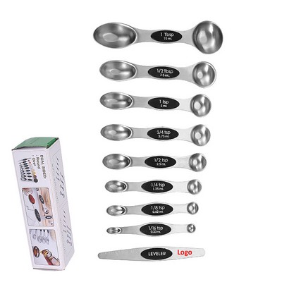 Magnetic Double-Ended Stainless Steel Measuring Spoons(9-Piece/Set)