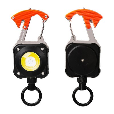 Outdoor Multifunction Retractable Badge Reel w/ Escape Hammer Led Flash