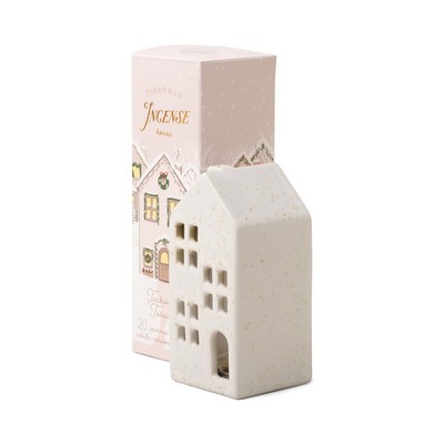 Ceramic Incense House, White - 20 Count Incense Cones, Teakwood Tobacco