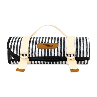 Life's a Picnic Roll-Up Blanket - Black & White Stripes