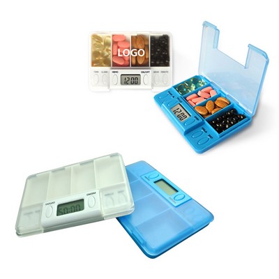 4 Compartment Medicine Pill Case with Alarm Reminder