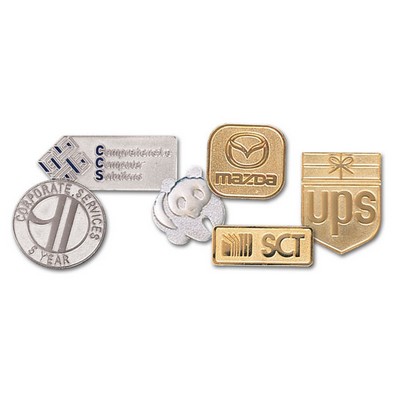 Custom Deluxe Sandblasted Brass Die Struck Lapel Pin w/Polished Finish (1 1/4")