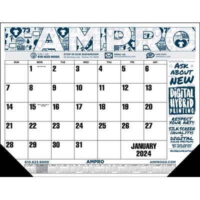 Standard 3 Color Desk Pad Calendar w/Right Side Imprint